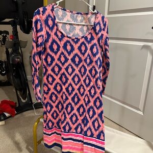 Lilly Pulitzer Pink and Blue Patterned Long Sleeve Dress